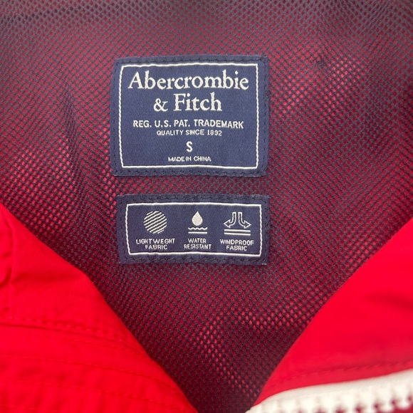 Abercrombie & Fitch Jacket‎ Mens Small Red Windbreaker Full Zip Y2K Preppy Logo - Picture 2 of 11